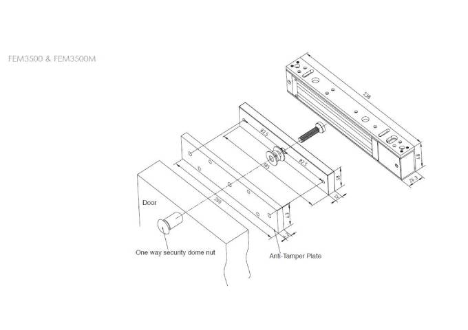 LOX, EM3500FM, Recess Mag Lock 280kg