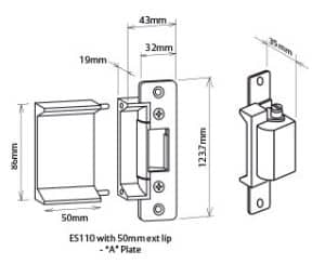 Trimec, 110101-070M 12-24VDC, Suits 18mm Latch with 3mm Door Gap, Lipless